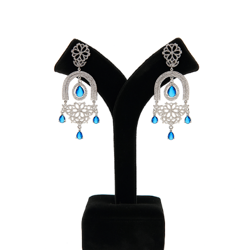Elegant Blue Stone Party Wear Earrings for Women